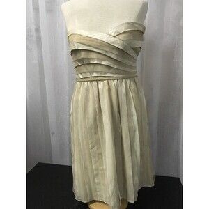 Diane Von Furstenberg Women's Dress Beige Fully Lined Strapless Size 4